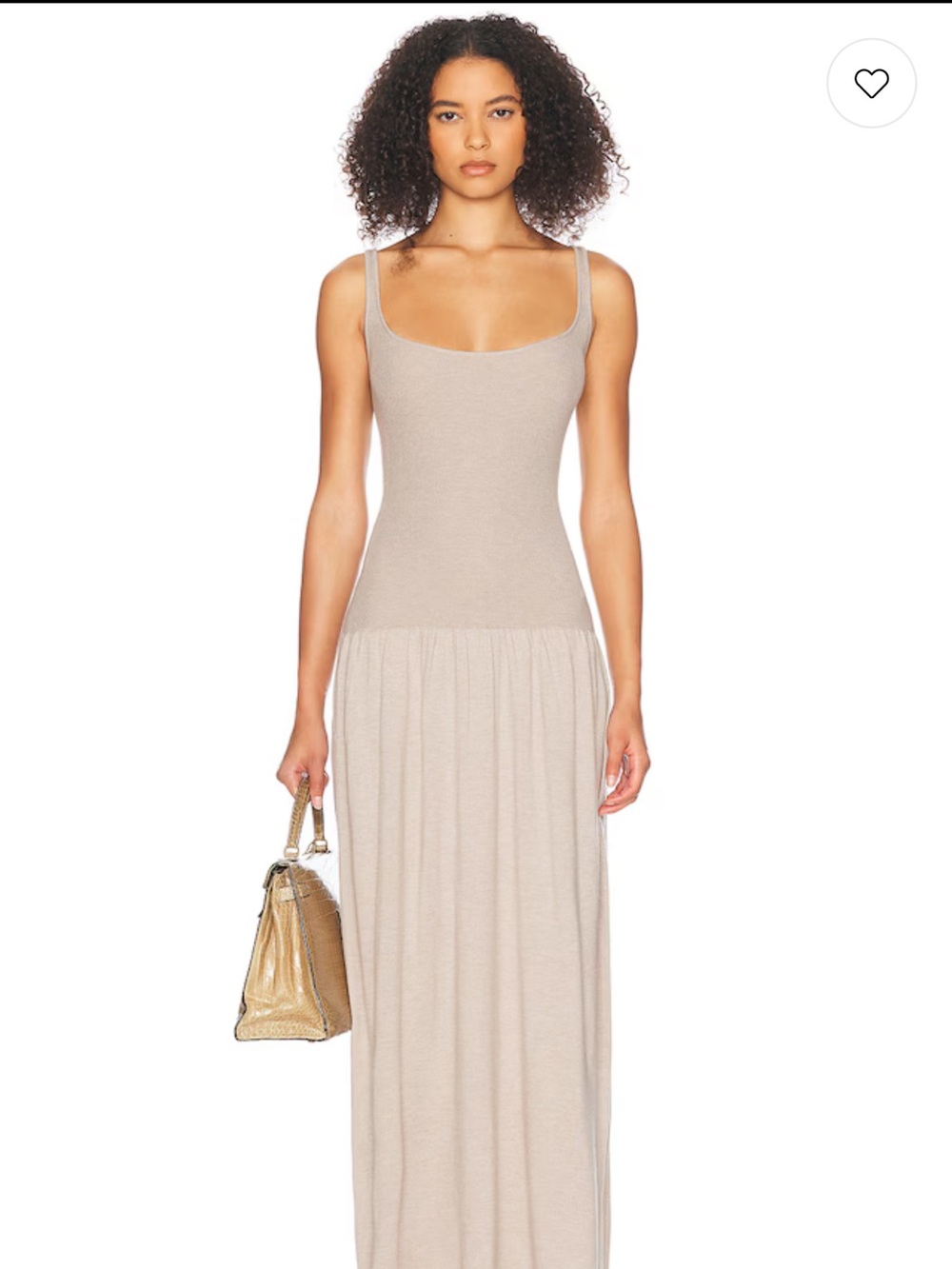 Sleeveless Scoop Neck Maxi Dress in Beige